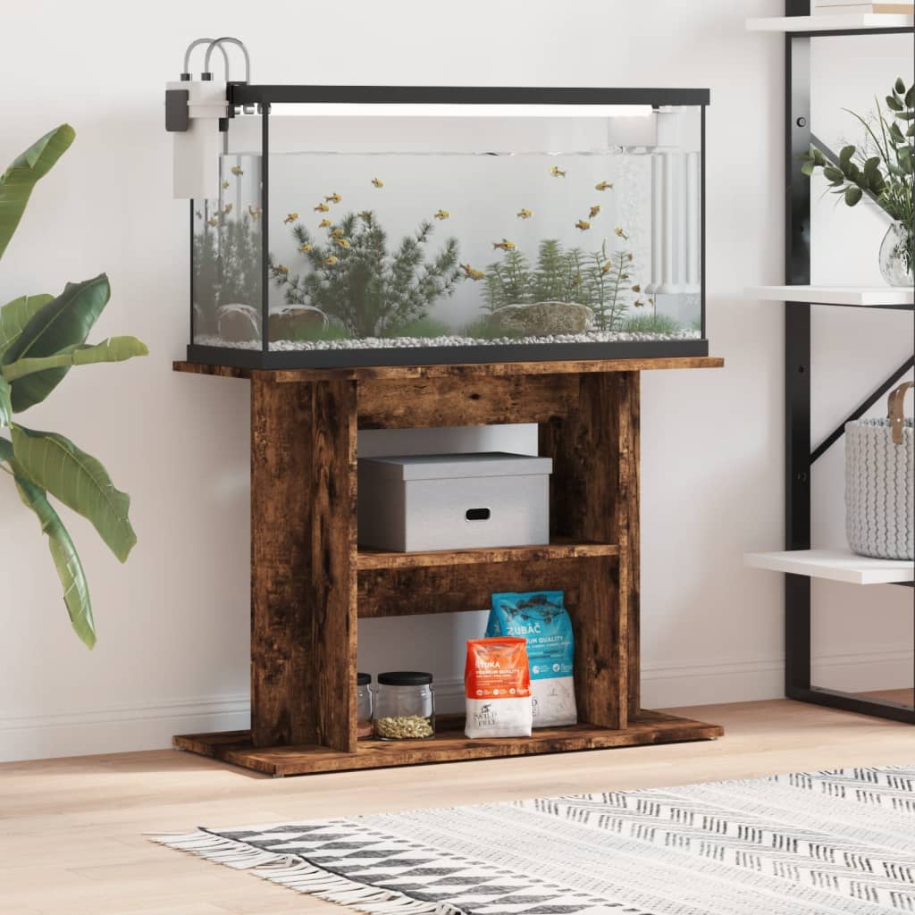 Bidaxl Aquarium Standard 80x35x60 cm Egeserat trä rökt ekfärgad