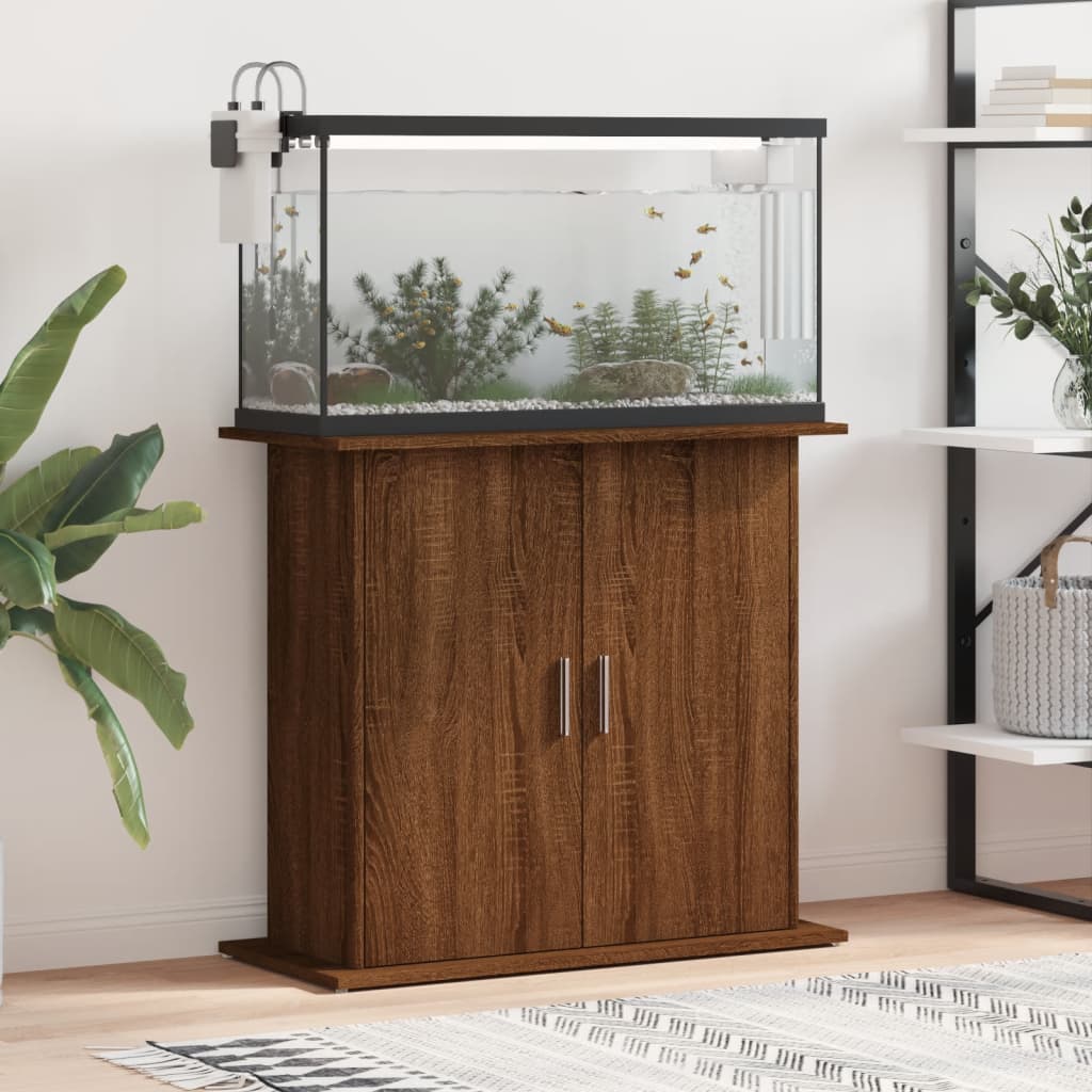 Vidaxl Aquarium Standard 81x36x73 cm bearbetad träbrun ekfärg