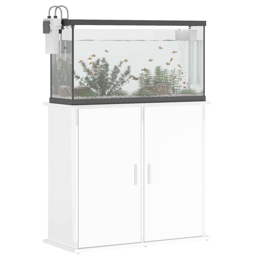 Estándar de Aquarium de Vidaxl 81x36x73 cm de madera procesada de alto brillo blanco