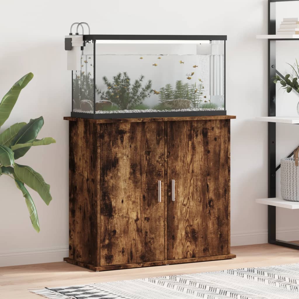 Vidaxl Aquarium Standard 81x36x73 cm Predelani les, obarvani s hrastom