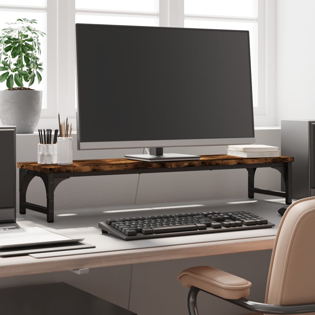 VidaXL Monitorständer 85x23x15,5 cm verarbeitetes Holz, Farbe geräucherte Eiche