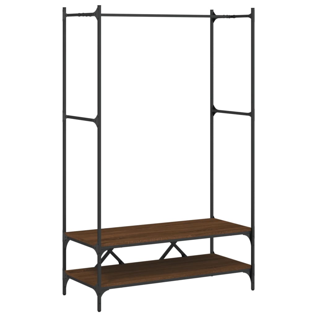 Vidaxl clothes rack with shelves processed wood brown oak color