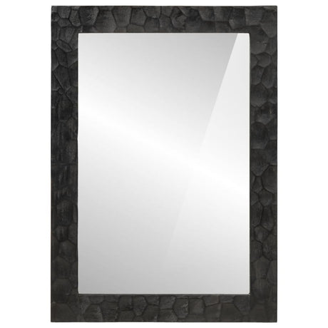 Vidaxl Badezimmerspiegel 50x70x2,5 cm Festes Mangoholz und Glasschwarz