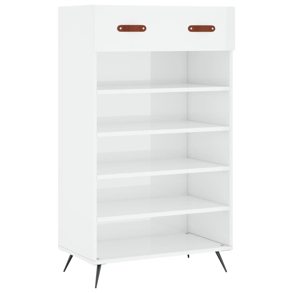 Vidaxl schoenenkast 60x35x105 cm bewerkt hout hoogglans wit