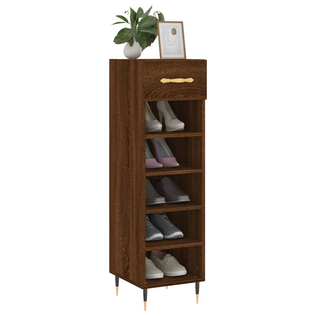 Vidaxl schoenenkast 30x35x105 cm bewerkt hout bruin eikenkleur