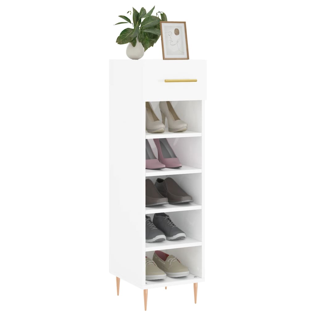 Vidaxl schoenenkast 30x35x105 cm bewerkt hout hoogglans wit