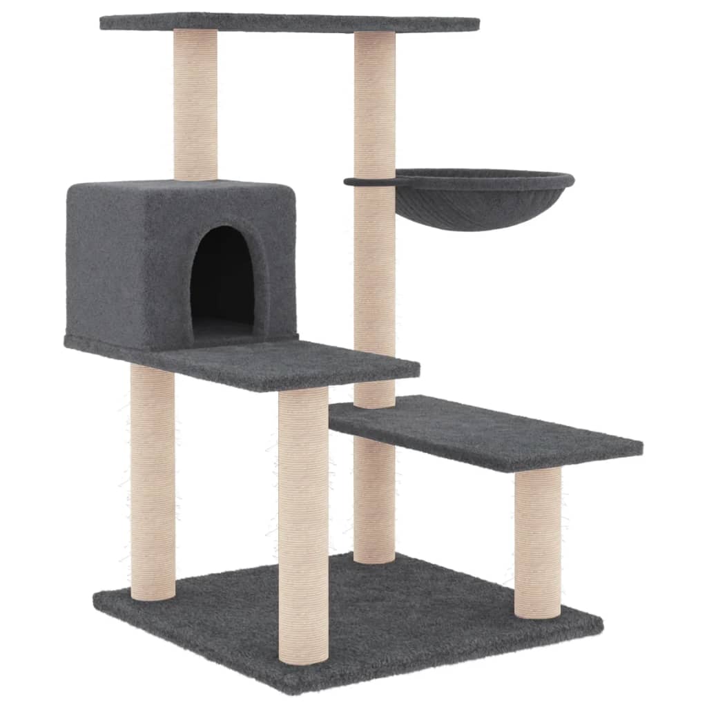 Muebles de gato de Vidaxl con postes de rascado de sisal 82.5 cm de gris oscuro