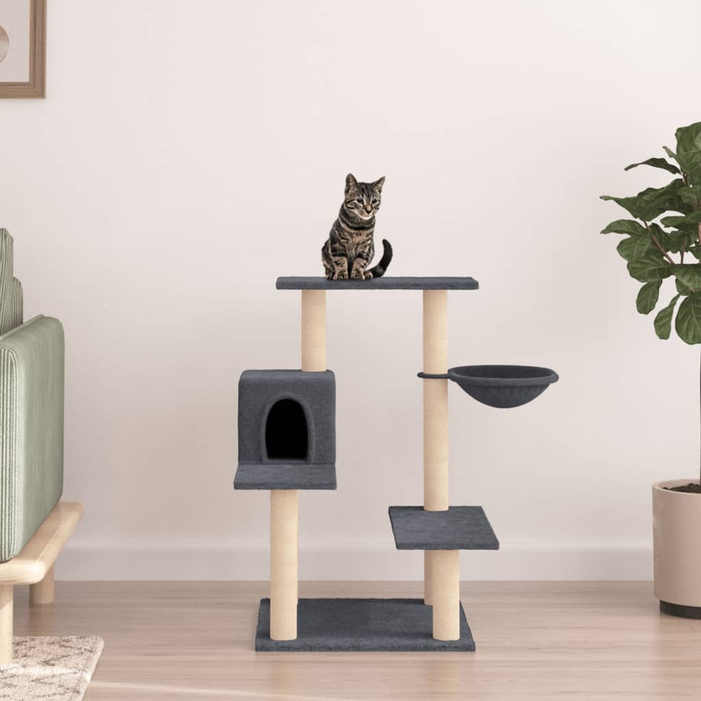 Muebles de gato de Vidaxl con postes de rascado de sisal 82.5 cm de gris oscuro