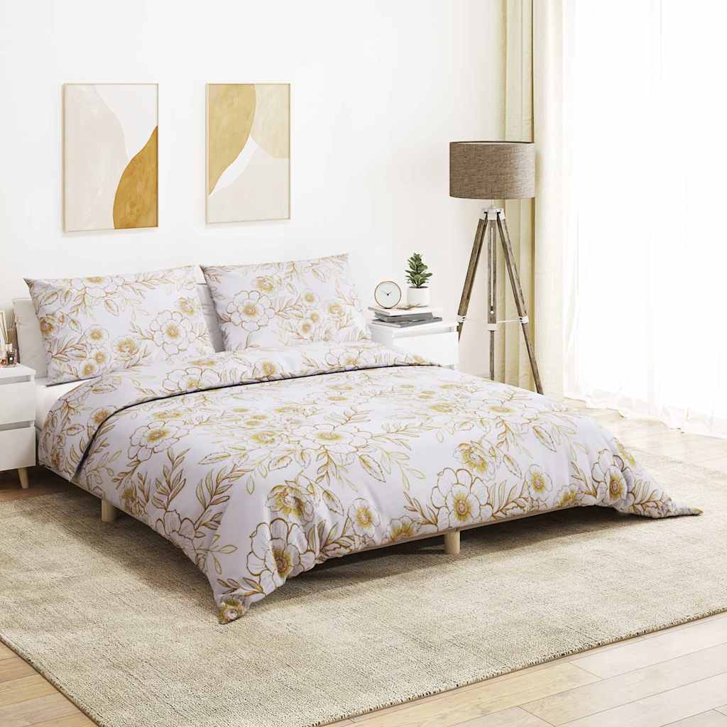 Vidaxl Duvet Overray Set 140x200 cm Baumwoll weiß und braun