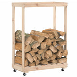 Vidaxxl Holzhalter mit Rädern 76,5x40x108 cm massives Kiefernholz