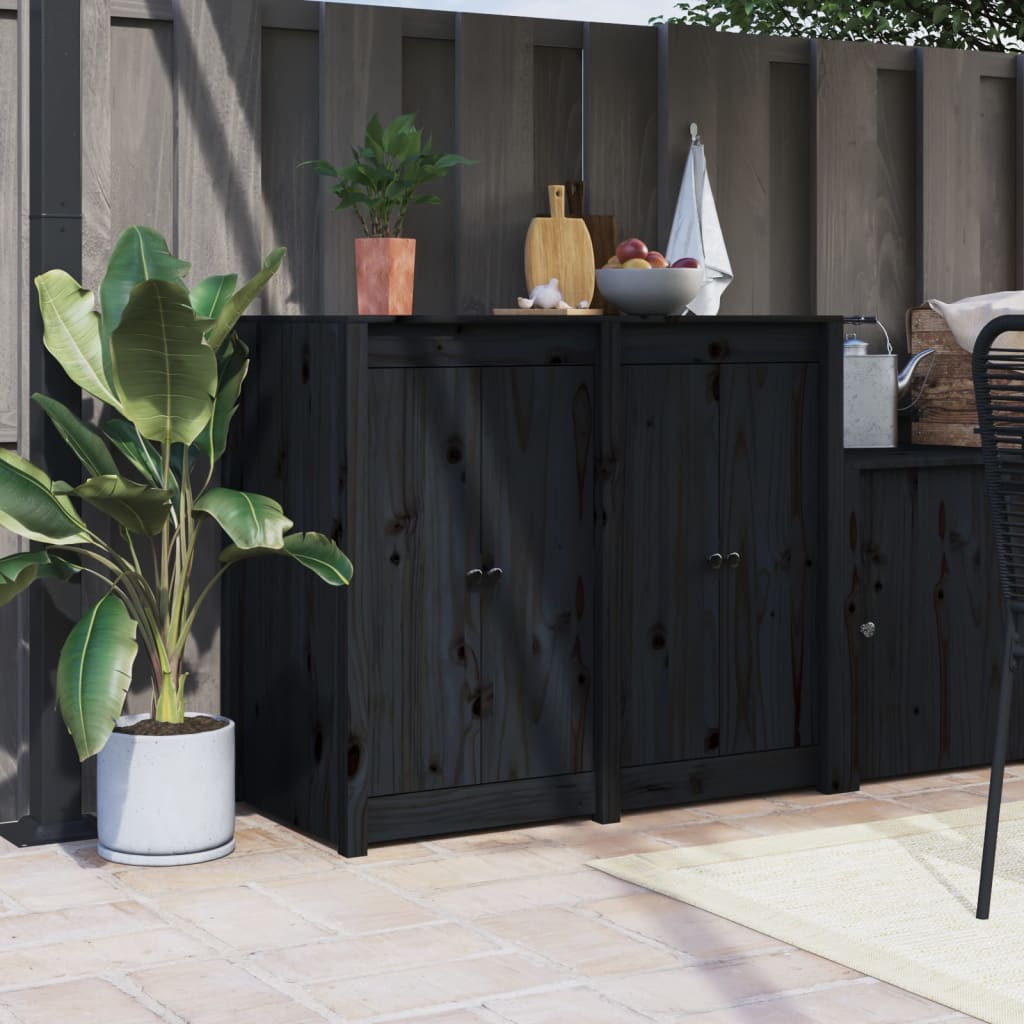 Porte dell'armadio Vidaxl per cucina esterna 2 ST 50x9x82 cm Pino in legno nero