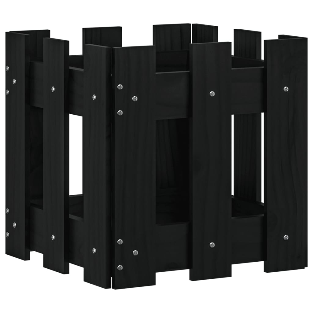 VIDAXL -Planungsbox mit Zaundesign 30x30x30 cm Festkiefer schwarz