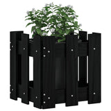 VIDAXL -Planungsbox mit Zaundesign 30x30x30 cm Festkiefer schwarz