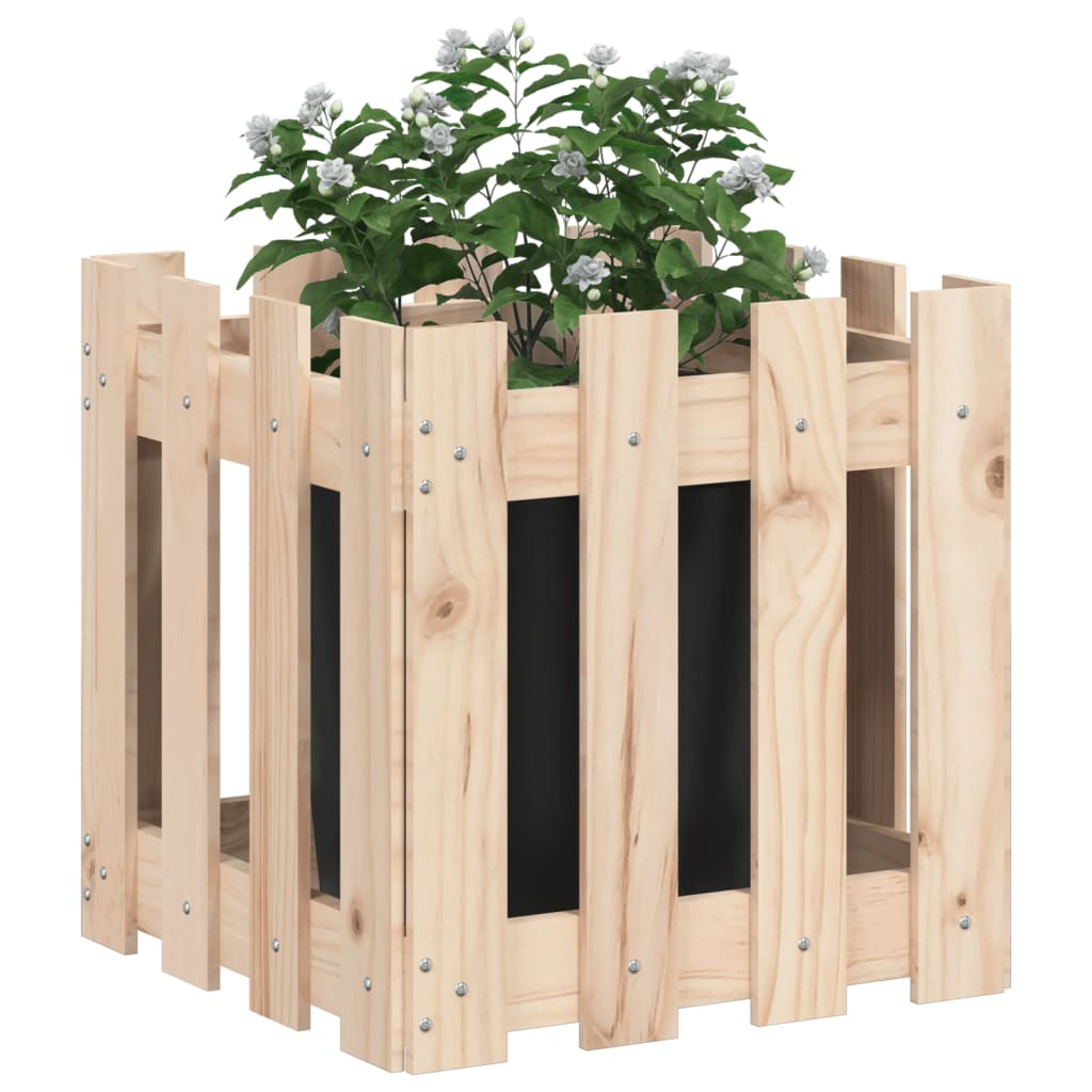 Vidaxl -planter med fekting 40x40x40 cm solid furu