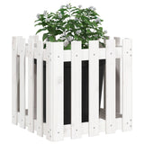 Vidaxx Pflanzgefäß mit Zaundesign 50x50x50 cm massives Kiefernholz weiß