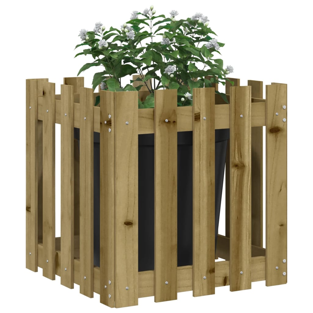 Vidaxx Pflanzgefäß mit Zaundesign 50x50x50 cm imprägniertes Kiefernholz