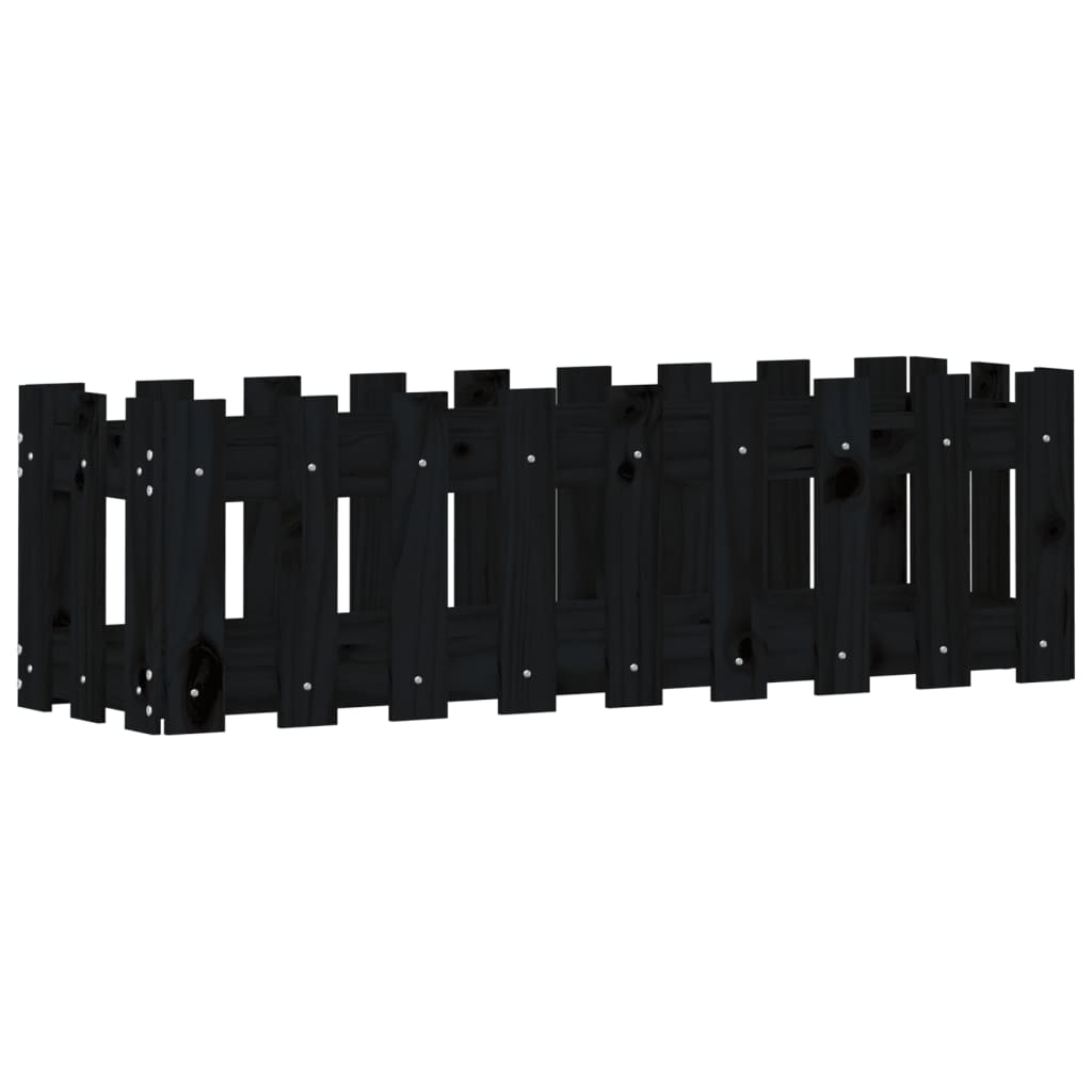 Vidaxx Pflanzgefäß Hochzaun Design 100x30x30 cm Kiefernholz schwarz
