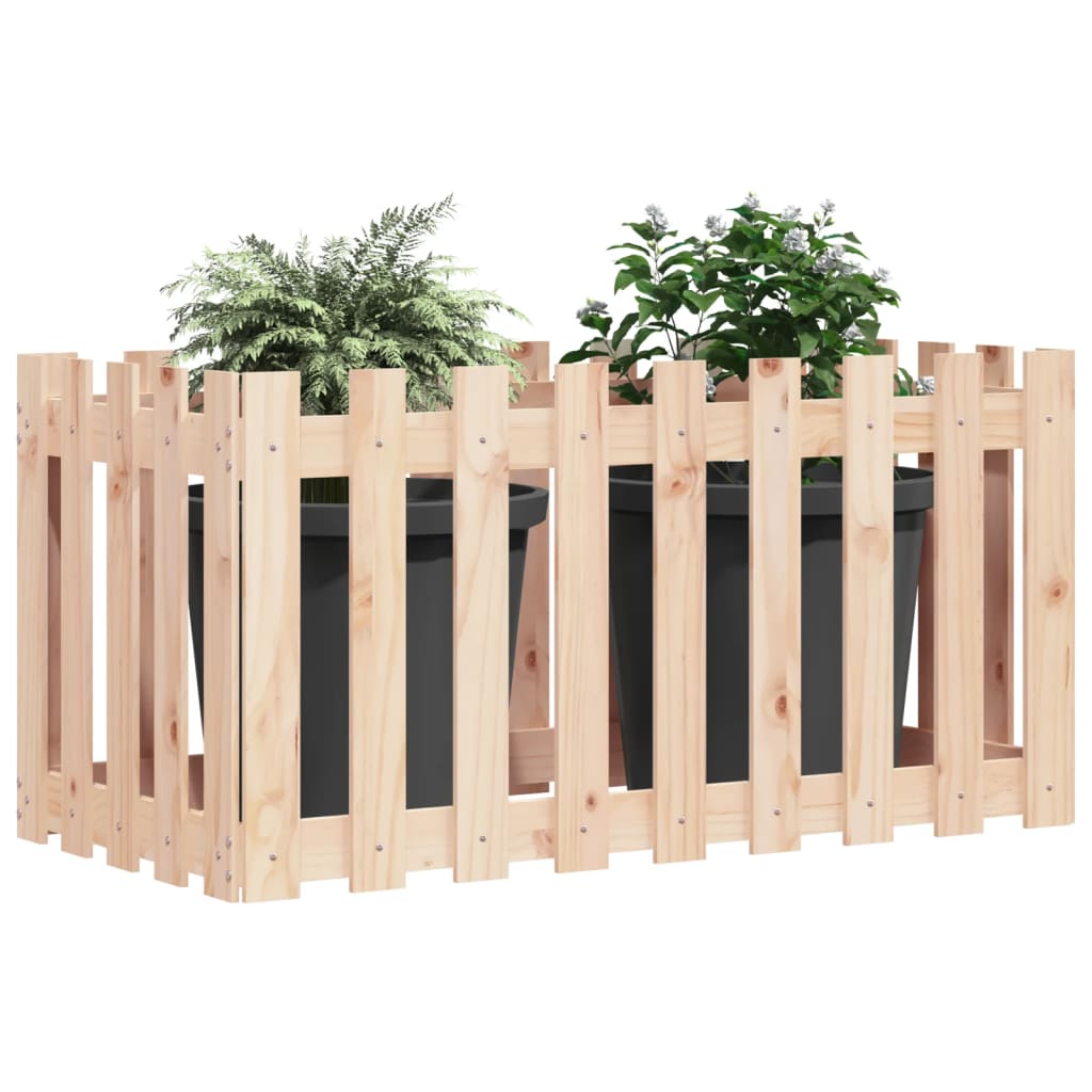 Vidaxx Pflanzkübel erhöht mit Zaundesign 100x50x70 cm Kiefernholz
