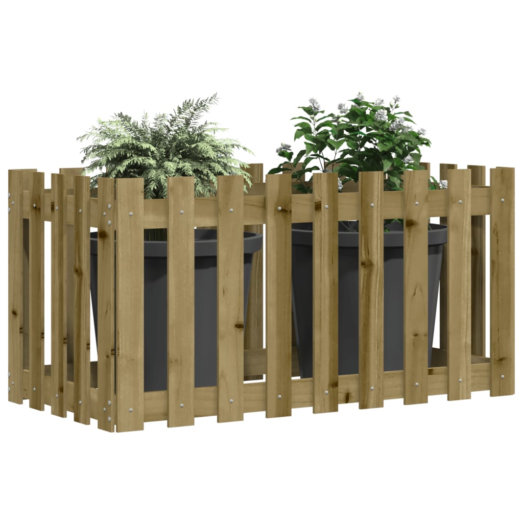 Vidaxxl Pflanzgefäß, erhöhtes Zaundesign, 100 x 50 x 70 cm, aus imprägniertem Holz