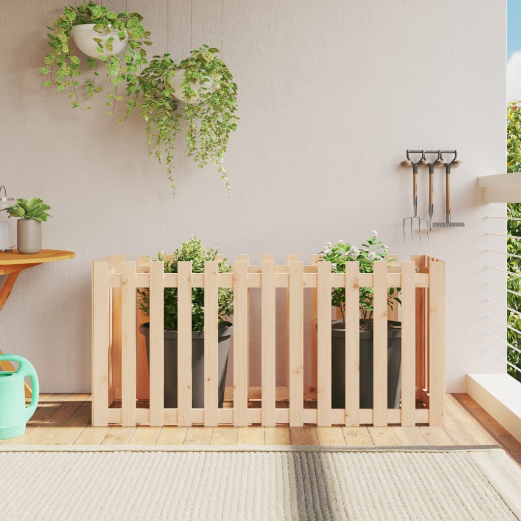 Vidaxx Pflanzkübel erhöht mit Zaundesign 150x50x70 cm Kiefernholz