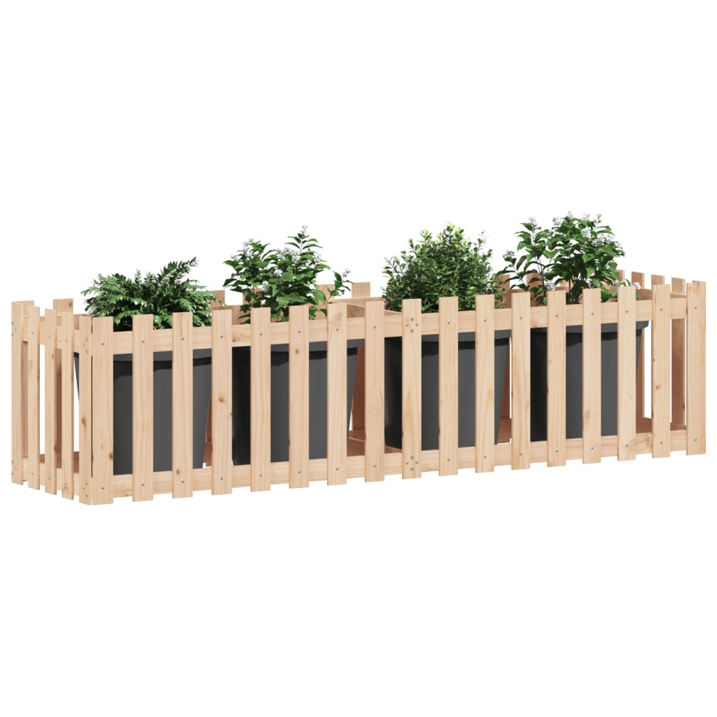 Plantador Vidaxl elevado con cercas 200x50x50 cm de madera de pino