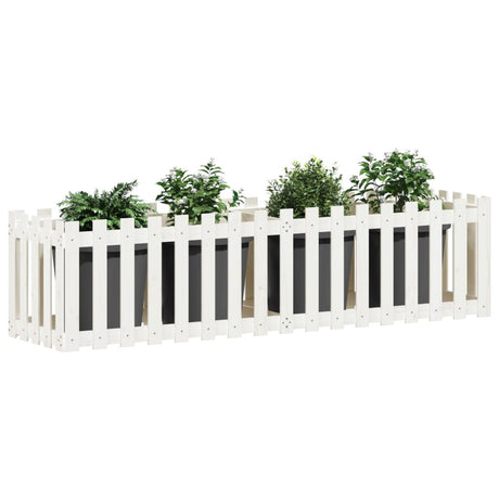 Vidaxx Pflanzkübel Hochzaun Design 200x50x50 cm Kiefernholz weiß
