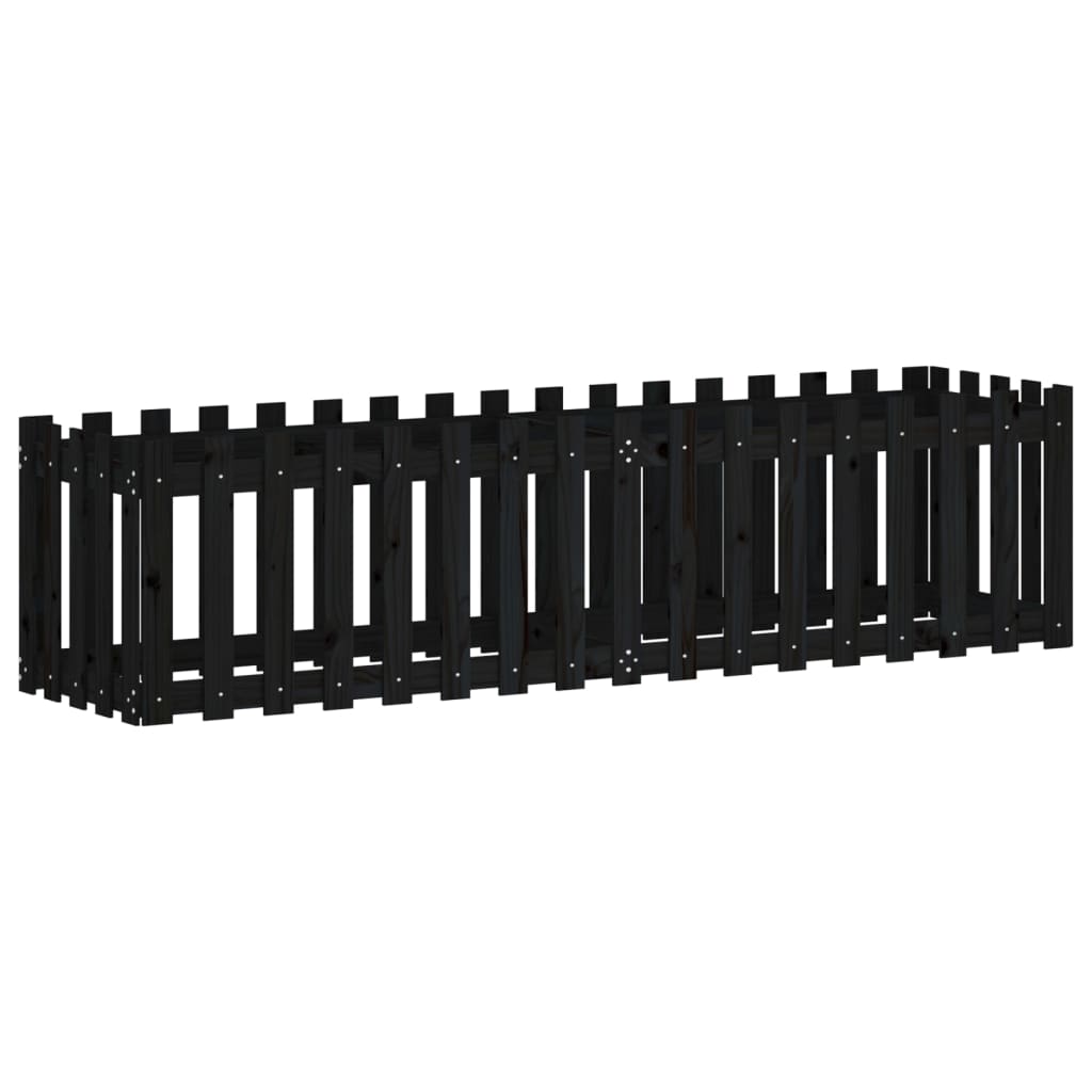 Vidaxx Pflanzgefäß Hochzaun Design 200x50x50 cm Kiefernholz schwarz