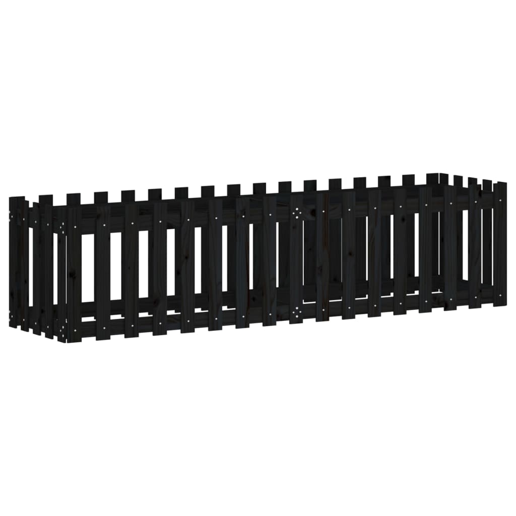 VidaXL Planter Insent Hek Design 200x50x50 cm Pine wood Black