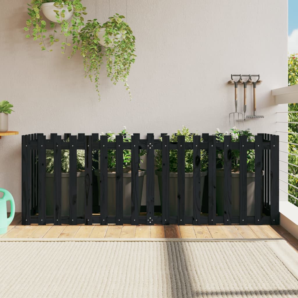 VidaXL Planter Insent Hek Design 200x50x70 cm Pine wood Black