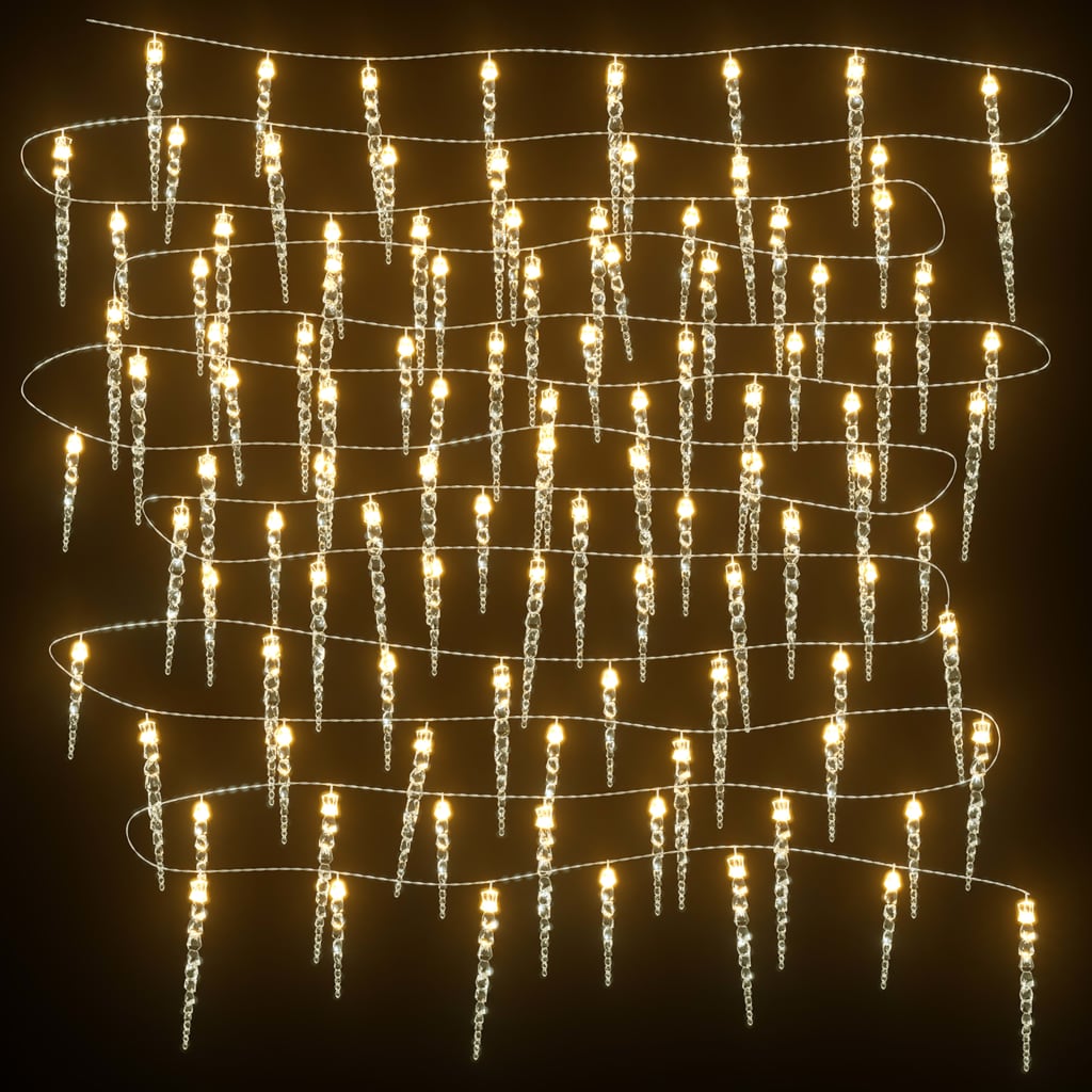 VidaXL Weihnachtsbeleuchtung Eiszapfen mit 100 LEDs 10 m Acryl PVC warmweiß