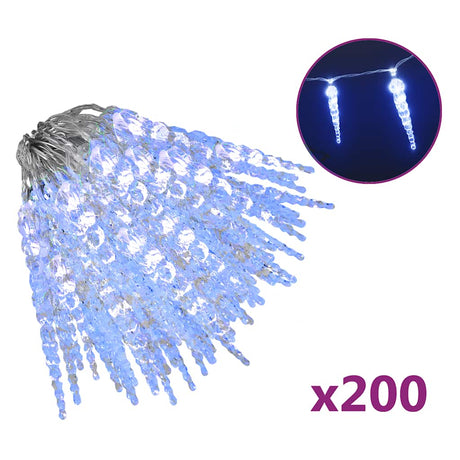 VidaXL Weihnachtsbeleuchtung Eiszapfen 200 blaue LEDs 20 m Acryl PVC