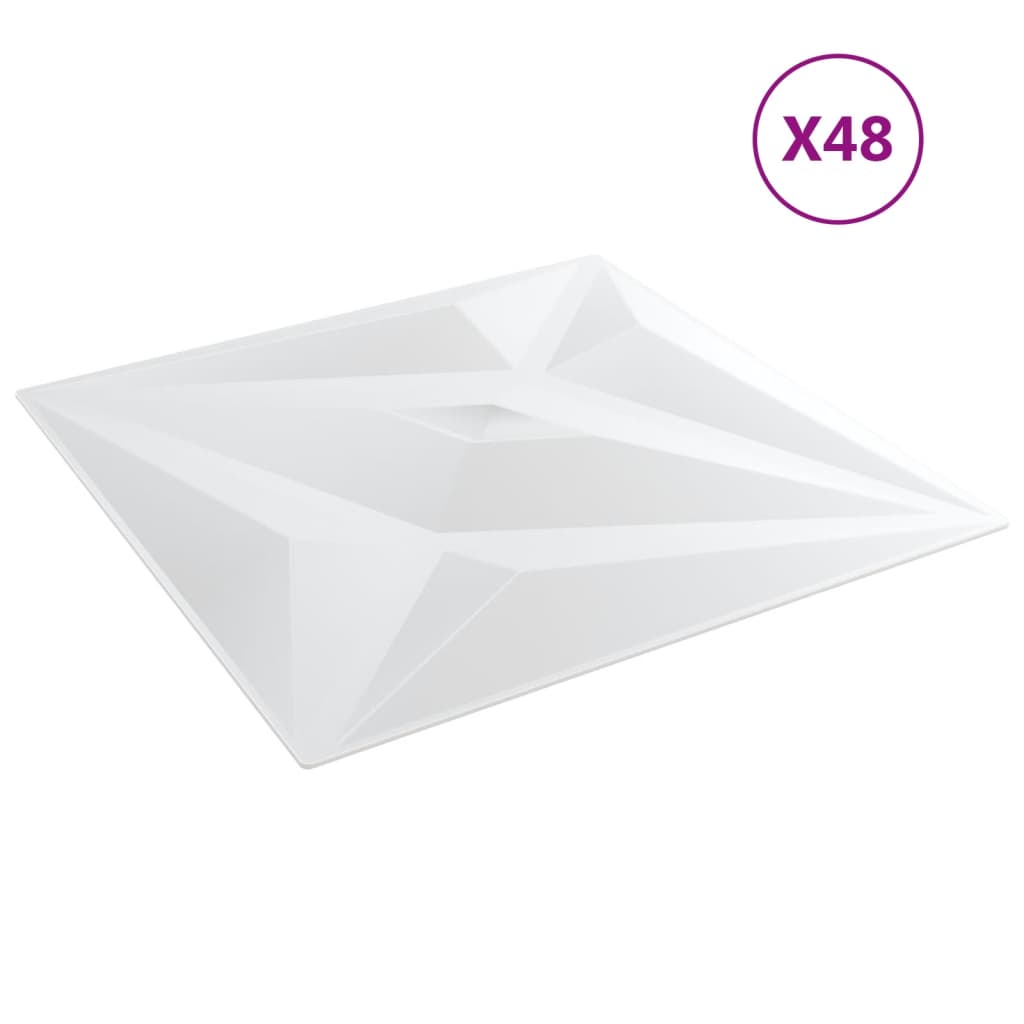 VIDAXL 48 ST WALL TOMELS STAR 12 m² 50 x 50 cm xps Weiß