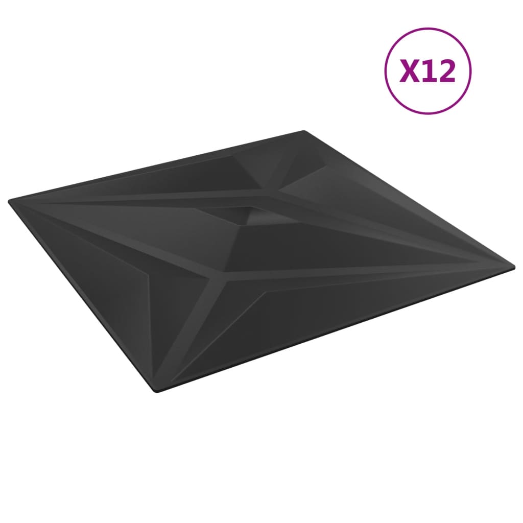 Vidaxl 12 paneli ściennych Star 3 m² 50x50 cm xps czarny