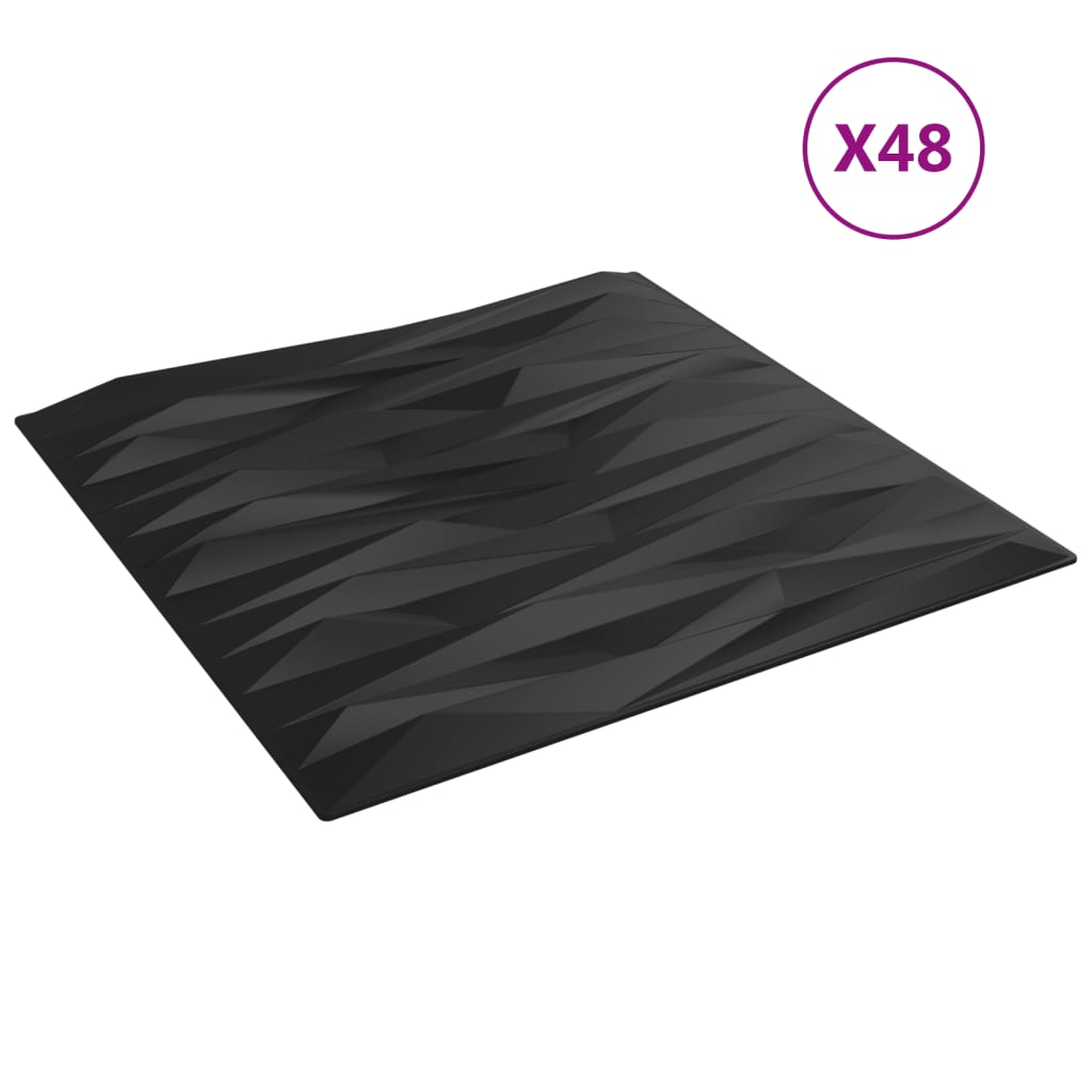 VidaXL 48 Stück Wandpaneele Stein 12 m² 50x50 cm XPS Schwarz