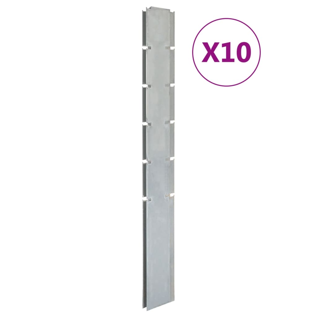 Vidaxl Zaunpfosten 10 St 160 cm verzinkter Stahl Silberfarben