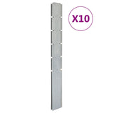 Vidaxl Postes de cerca de 10 st 160 cm de acero galvanizado de plata de color plateado