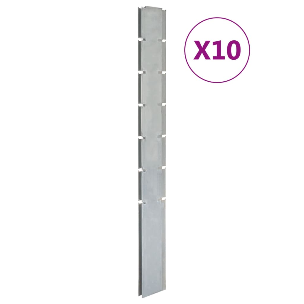 Vidaxl Fence Posts 10 St 180 cm galvanisert stål sølvfarget