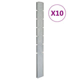 Vidaxl Postes de la cerca de 10 st 180 cm de acero galvanizado de plata de color plateado