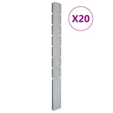 Vidaxl Fence Posts 20 st 200 cm en acier galvanisé en acier couleurs