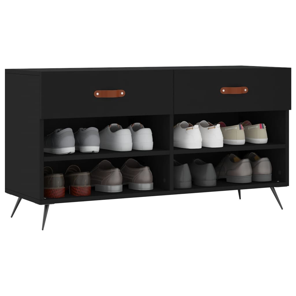 Vidaxx Schuhbank 102x35x55 cm lackiertes Holz schwarz