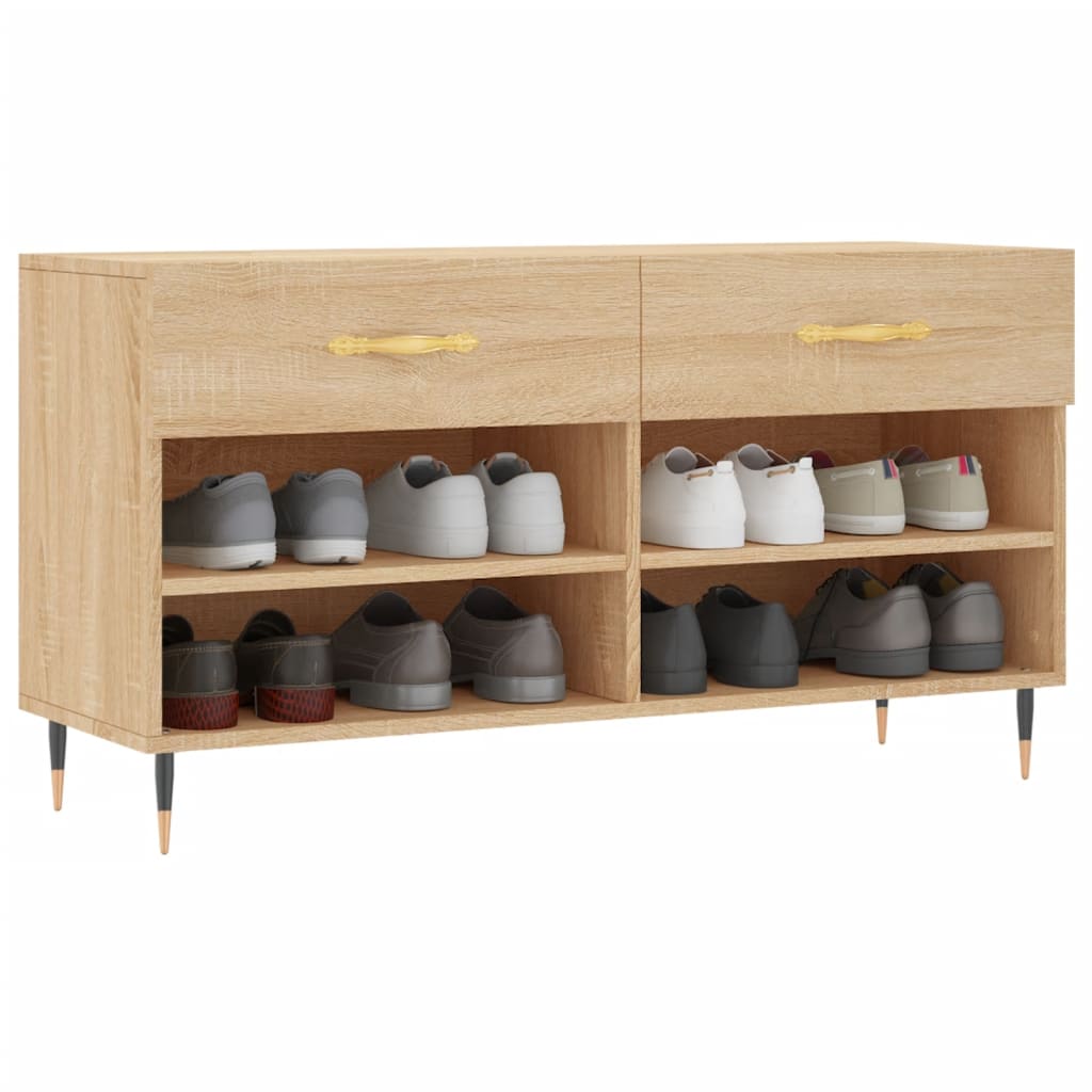 VidaXL Schuhbank 102x35x55 cm Holzwerkstoff Sonoma-Eiche-farbig