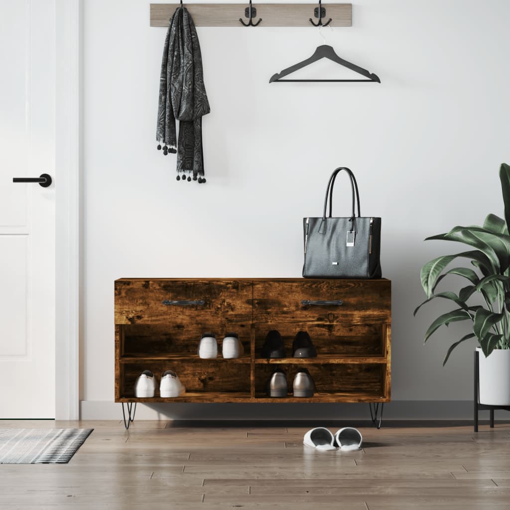Vidaxx Schuhbank 102x35x55 cm verarbeitetes Holz, geräucherte Eiche