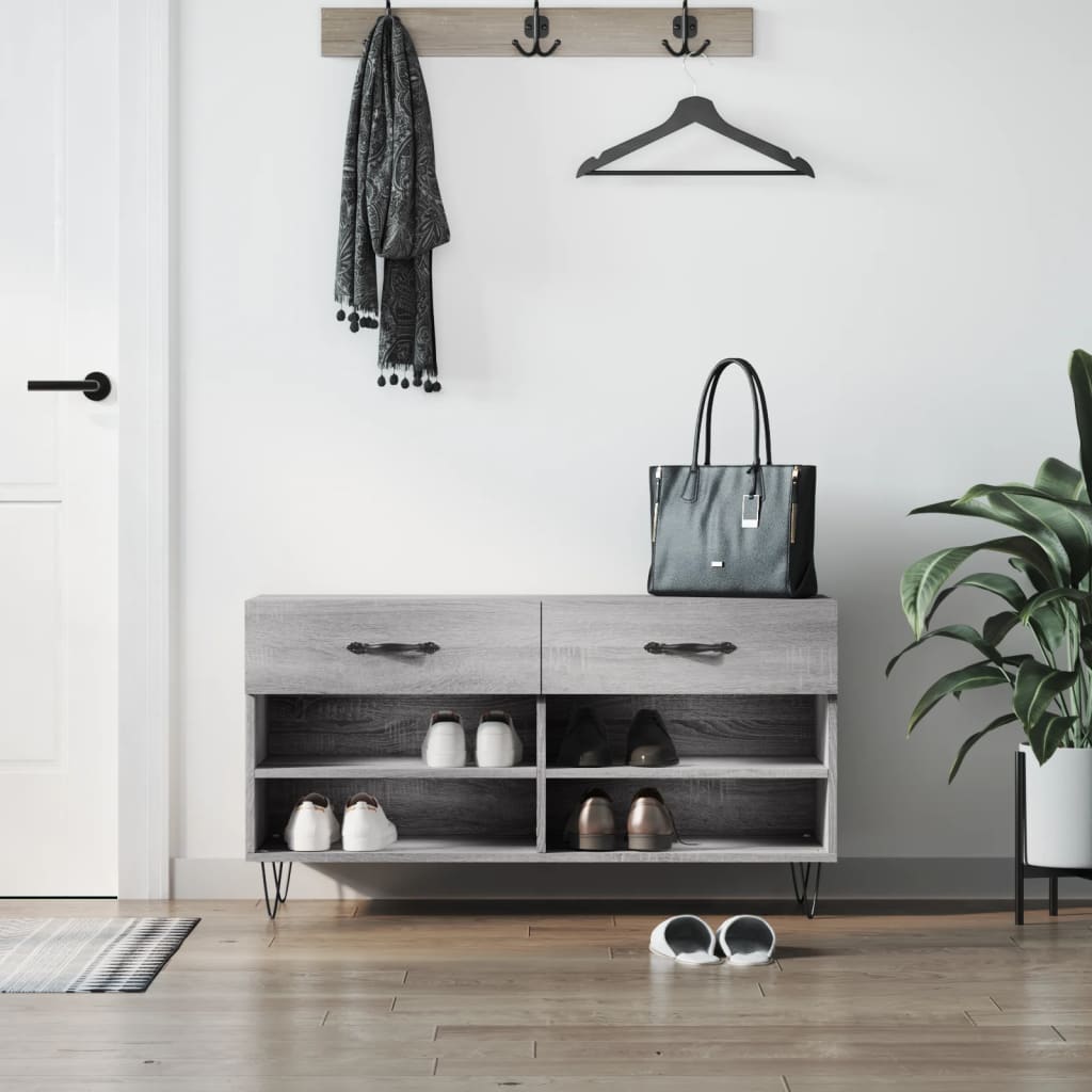 Vidaxx Schuhbank 102x35x55 cm, Holzwerkstoff, Farbe Sonoma-Eiche grau