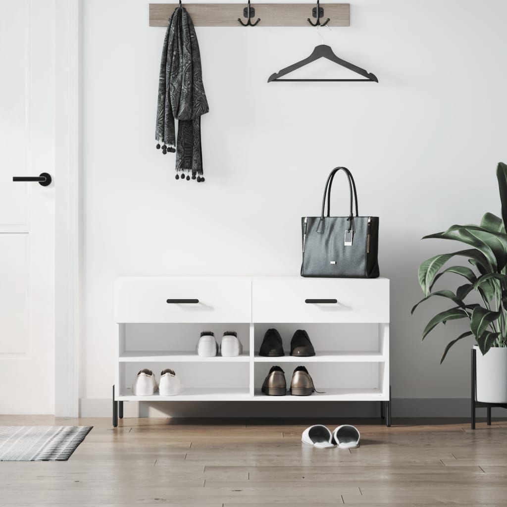 Vidaxx Schuhbank 102x35x55 cm lackiertes Holz Hochglanz weiß