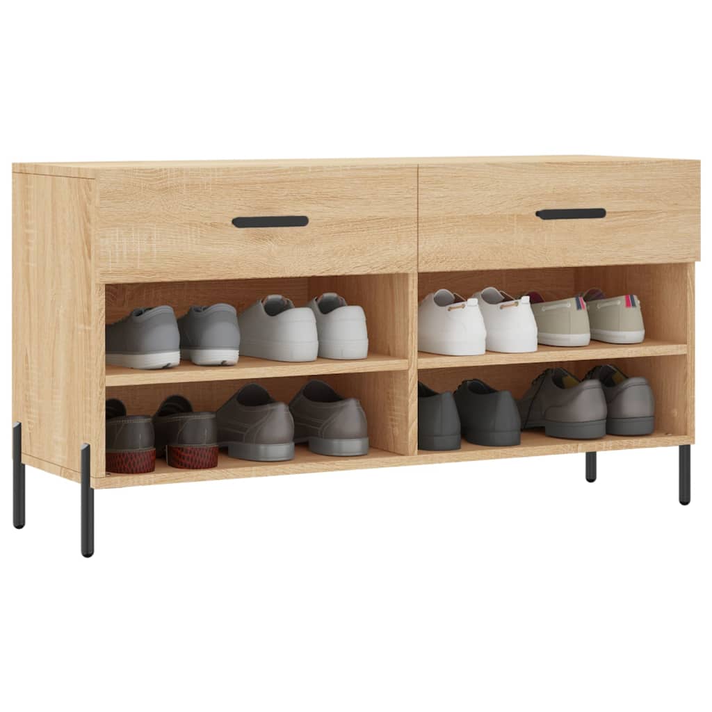 Canapé de chaussure vidaxl 102x35x55 cm en bois de bois de bois de chêne sonoma coloré