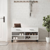 Vidaxl Schuhsofa 102x35x55 cm verarbeitetes Holz weiß