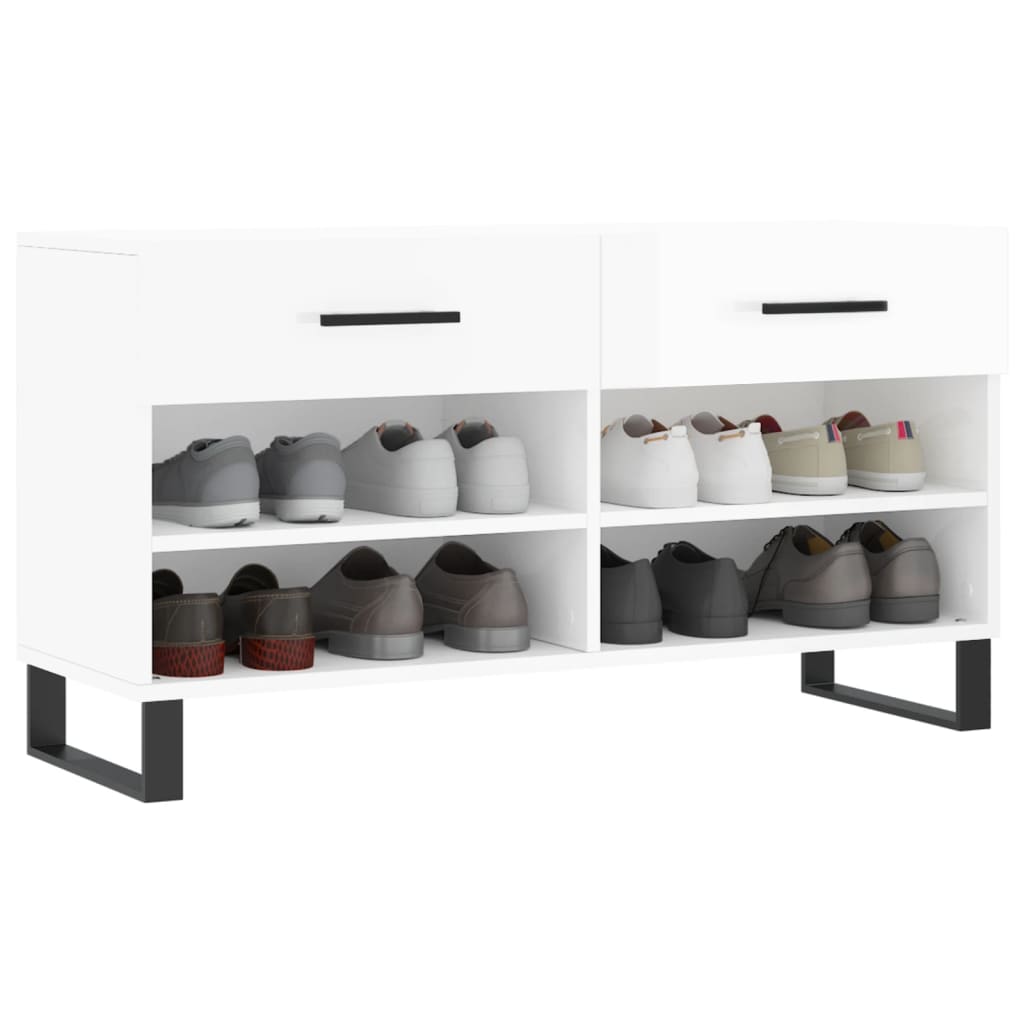 Vidaxx Schuhbank 102x35x55 cm lackiertes Holz Hochglanz weiß