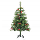 VidaXL Künstlicher Weihnachtsbaum mit Scharnieren, Tannenzapfen und Beeren, 120 cm