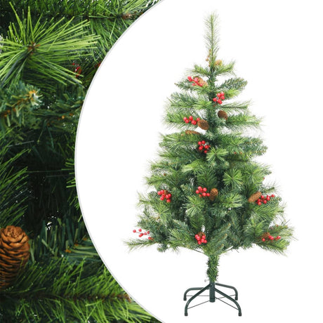 Vidaxl künstlicher Weihnachtsbaum mit Scharnieren, Tannenzapfen und Beeren, 150 cm
