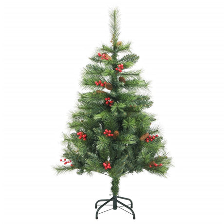 Vidaxl künstlicher Weihnachtsbaum mit Scharnieren, Tannenzapfen und Beeren, 150 cm